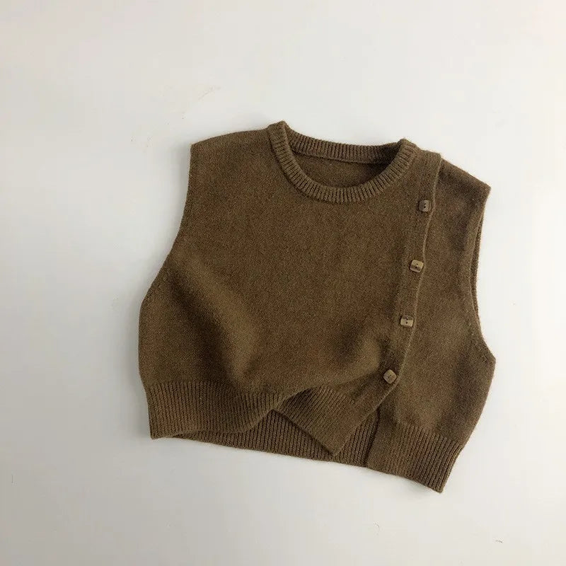 Kids Clothes  Spring Autumn Children Sleeveless Knitted Vest Baby Boy Girl Fashion Pullover Vest Toddler Solid Casual Vest Coat