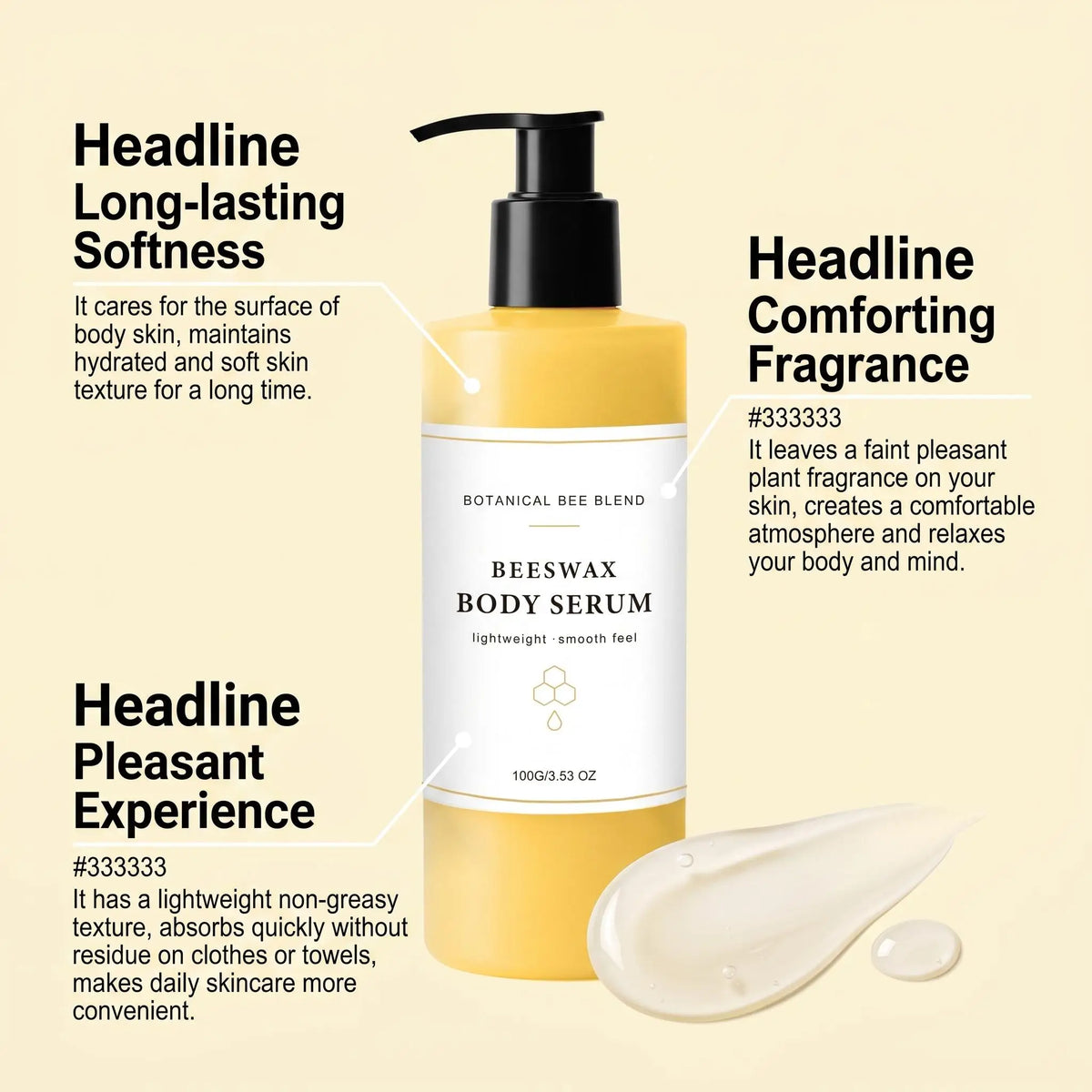 Beauty Bees Body Serum For Crepey Skin,Making Radiant-Looking Long Lasting Hydration Skin Waterless Glowing Body Oil Moisturizer