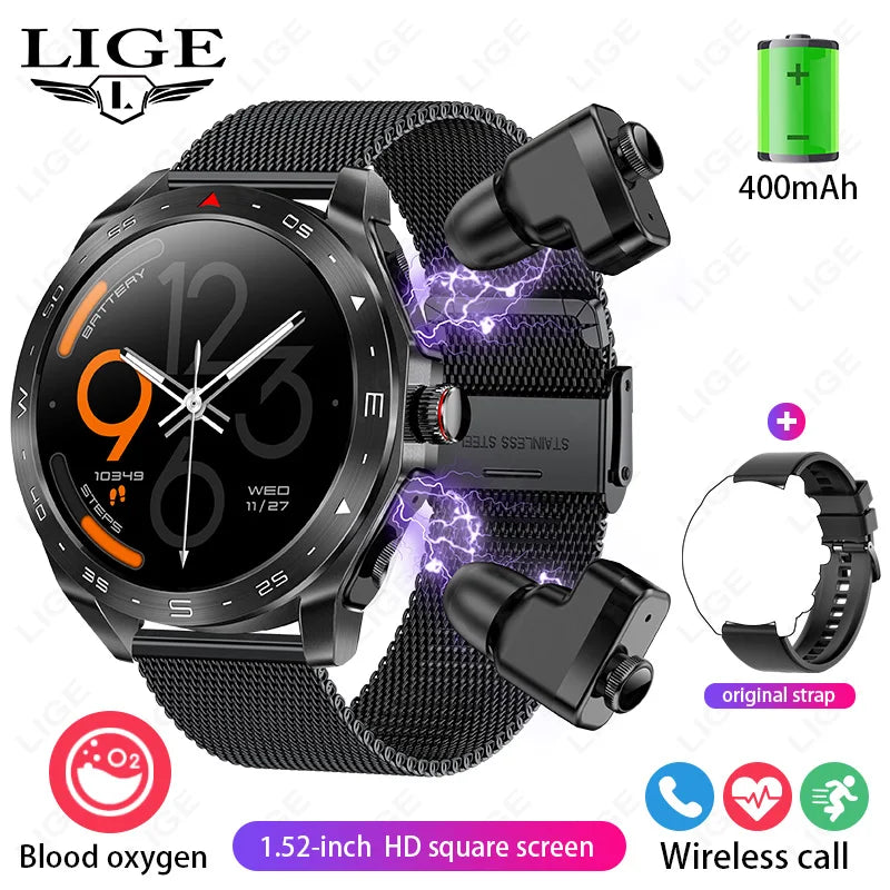 New T95 Smart Watch TWS 2-in-1 Bluetooth Headset Earphones with Built-in Speaker HIFI 9D Sound Quality Health Sports Monitoring