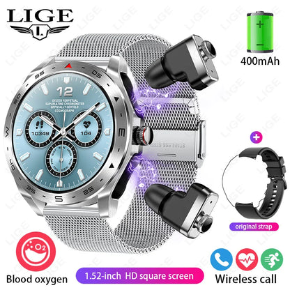 New T95 Smart Watch TWS 2-in-1 Bluetooth Headset Earphones with Built-in Speaker HIFI 9D Sound Quality Health Sports Monitoring