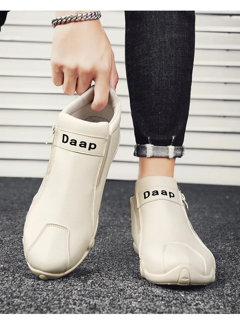2024 New Casual Shoes for Men Luxury Round Toe Men Ankle Boots Light Slip on Walking Shoes Outdoor Comfor Men High Top Sneakers