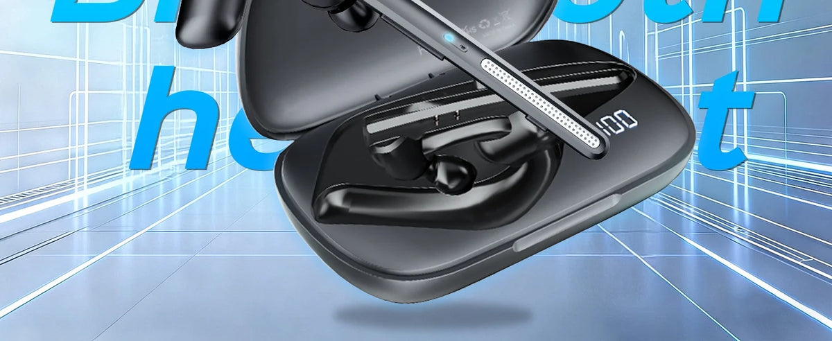 Bluetooth 6.0 Business Wireless Earphone Left Right Ear Universal LED Display With Mic Headset Ultra-long Standby For Car Driver