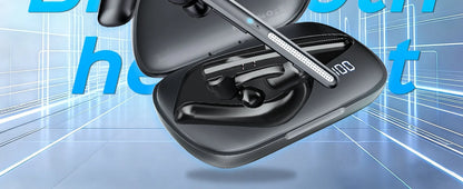 Bluetooth 6.0 Business Wireless Earphone Left Right Ear Universal LED Display With Mic Headset Ultra-long Standby For Car Driver