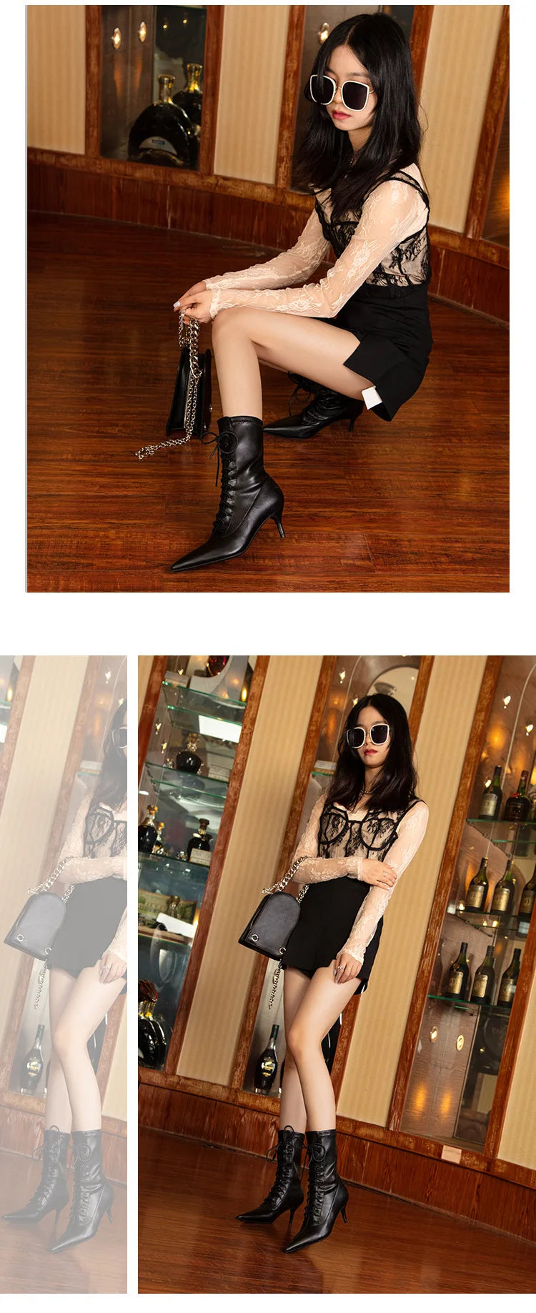 Womens Shoes Exquisite Pointed Tip High Heeled Boots for Woman Sexy Self Cultivation Stretch Boots Designer Shoes Botas Feminina