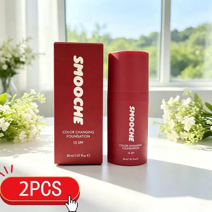 Korean Cosmetics Smooche Color Changing Foundation Self-Adjusting Shade High Covers Imperfections Long-Lasting Makeup Retention