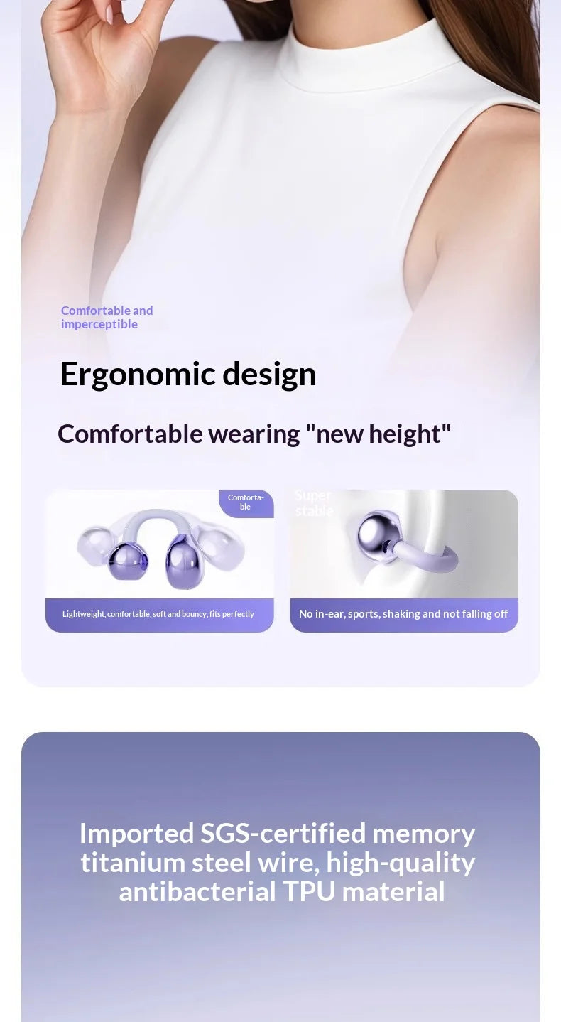 Wireless Clip-On Bluetooth Earbuds Premium HiFi Audio Sports Headphones Long Battery Life with Built-in Microphone