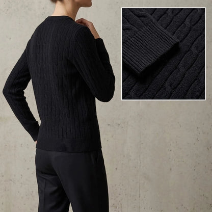 Women Cable Knit Sweater Crewneck Long Sleeve Pullover Autumn Soft Warm Knitted Jumper Fall Winter Casual Office Work Tops Coats