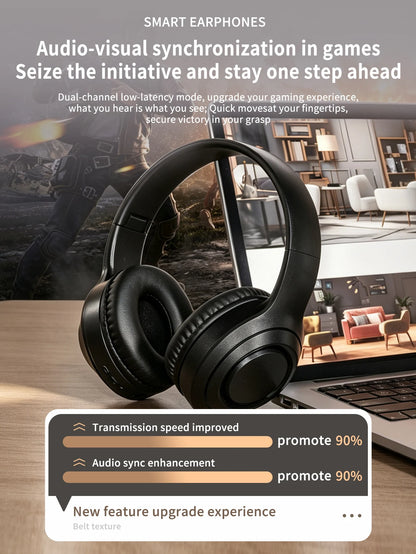 Wireless Over-Ear Bluetooth Headphones, Long-Lasting Battery Life, Foldable Design for Easy Storage, Low Latency for Gaming