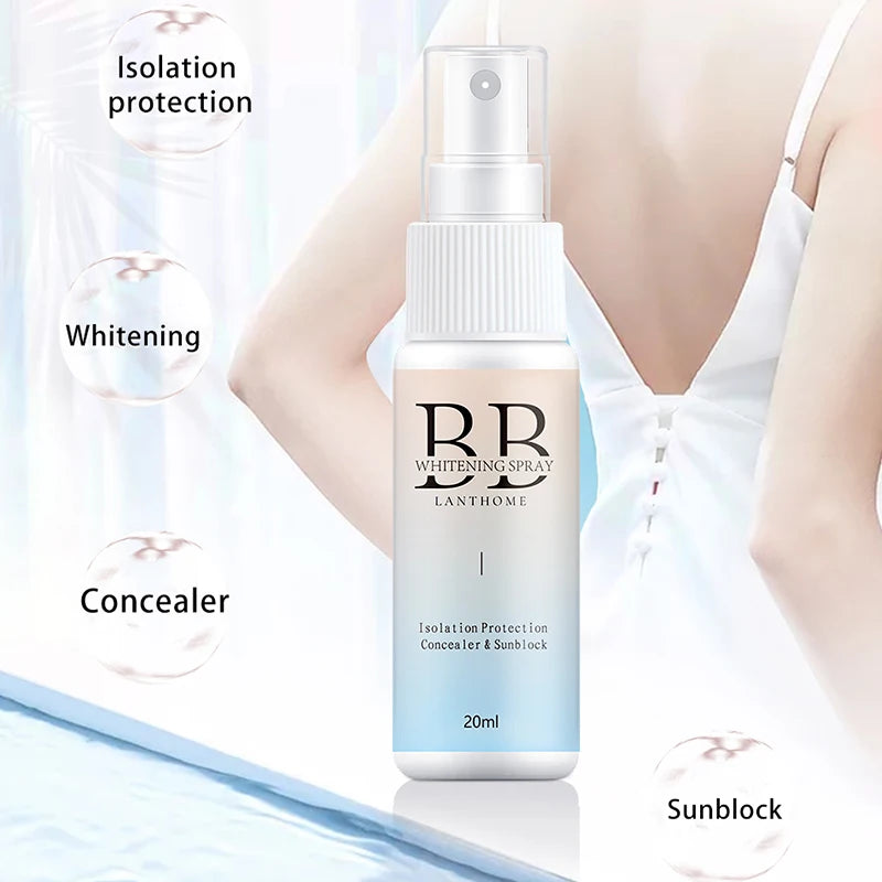 BB Whitening Spray, Skin Brightening Moisturizing BB Cream for Women, Face Foundation Nourishing Skin Care Beauty Cosmetics