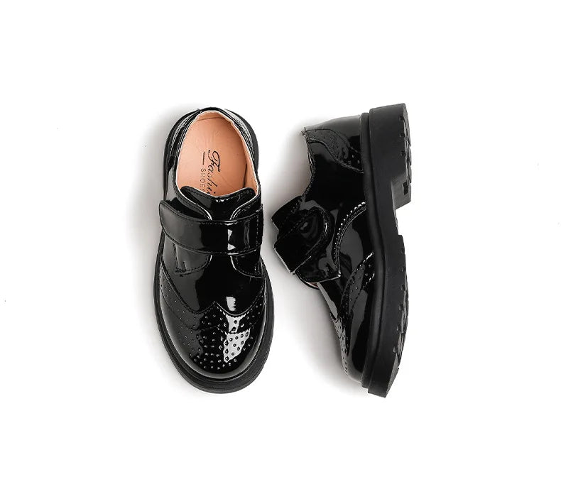 Kids Shoes For Boys Genuine Leather Shoes For Kids Wedding School Show Dress Flats Light Classic Black Children Loafer Moccasins
