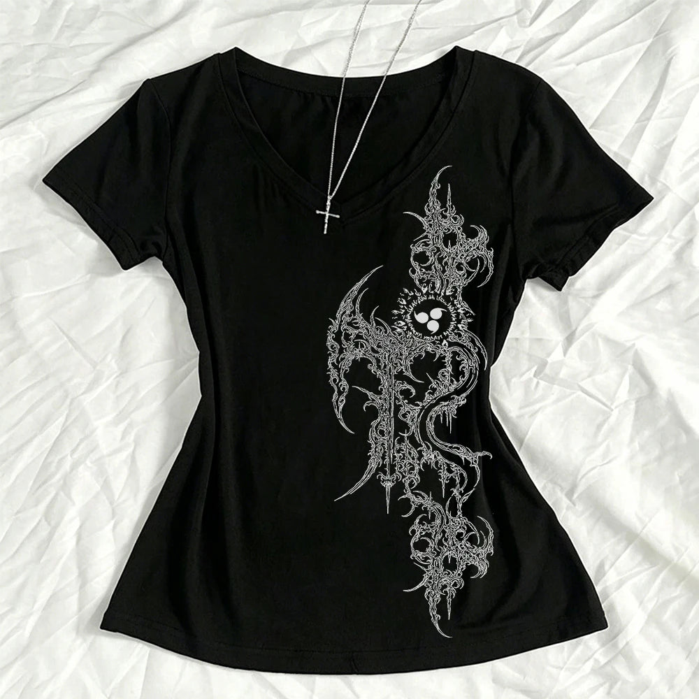 Woman Clothes for Women 2000s Clothes Y2k Tops Crop Top Women Shoujo Girl Style Kawaii Graphic T Shirts Gothic Kpop Harajuku Emo