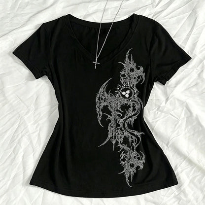 Woman Clothes for Women 2000s Clothes Y2k Tops Crop Top Women Shoujo Girl Style Kawaii Graphic T Shirts Gothic Kpop Harajuku Emo
