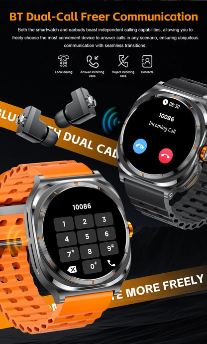 2026 New Watch Earphones 2-in-1 Smart Watch Health Monitoring Bluetooth Call 100+Sports Mode Outdoor Smart Watch Men and Women