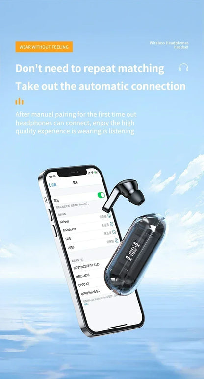 Wireless Mini Earbuds LED Power Digital Display TWS Wireless Headset Stereo Sound Bluetooth Headphones