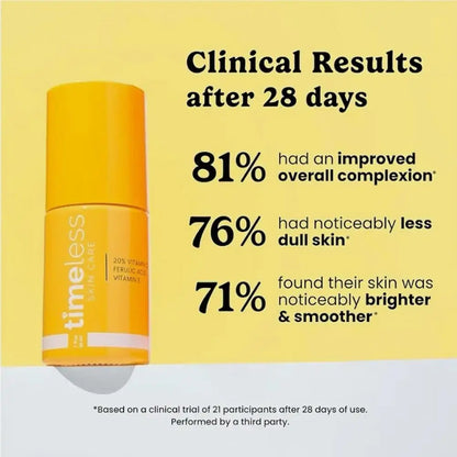 30ml Skin Care Timeless Brighten Skin Tone Reduce Dullness Collagen Antioxidant Serum 20% Vitamin C Vitamin E Ferulic Acid Serum