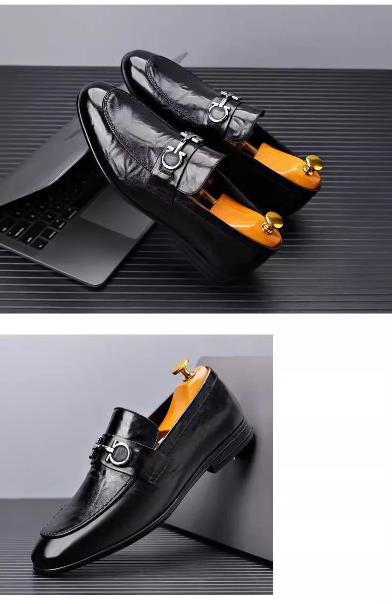New Shoes for Men Leather Casual Shoes Fashion Business Leisure Dress Shoes Street Cool Loafers
