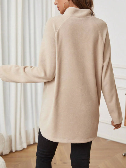 Maternity Clothes for Women Autumn Winter Pregnant Dresses Photoshoot Clothing Fashion Plain Zipper Loose Long-sleeved T-shirt