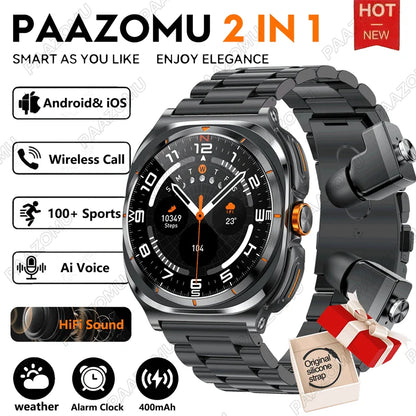2026 New Watch Earphones 2-in-1 Smart Watch Health Monitoring Bluetooth Call 100+Sports Mode Outdoor Smart Watch Men and Women