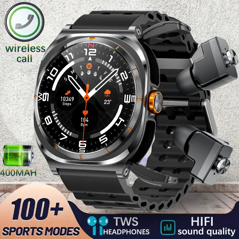 2026 New Watch Earphones 2-in-1 Smart Watch Health Monitoring Bluetooth Call 100+Sports Mode Outdoor Smart Watch Men and Women