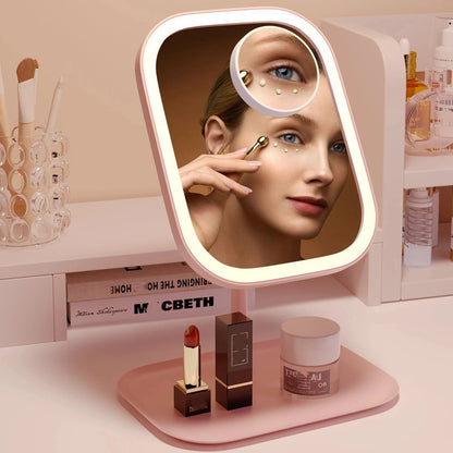 LED Makeup Mirror, Touch Control 3 Light Modes, Rechargeable Portable Vanity Mirror with Stand &amp; Foldable Design