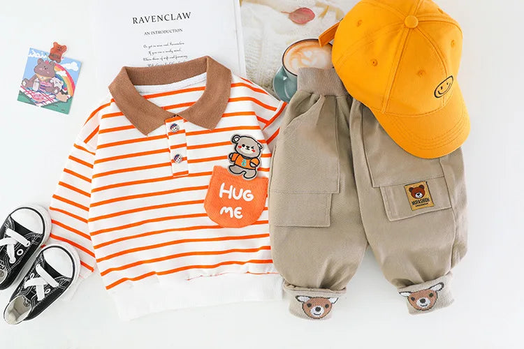 Toddler Tracksuit Spring Baby Clothing Sets Children Boys Fashion Sport Clothes Kids Cartoon Bear Sweatshirt And Pants 2Pcs Suit