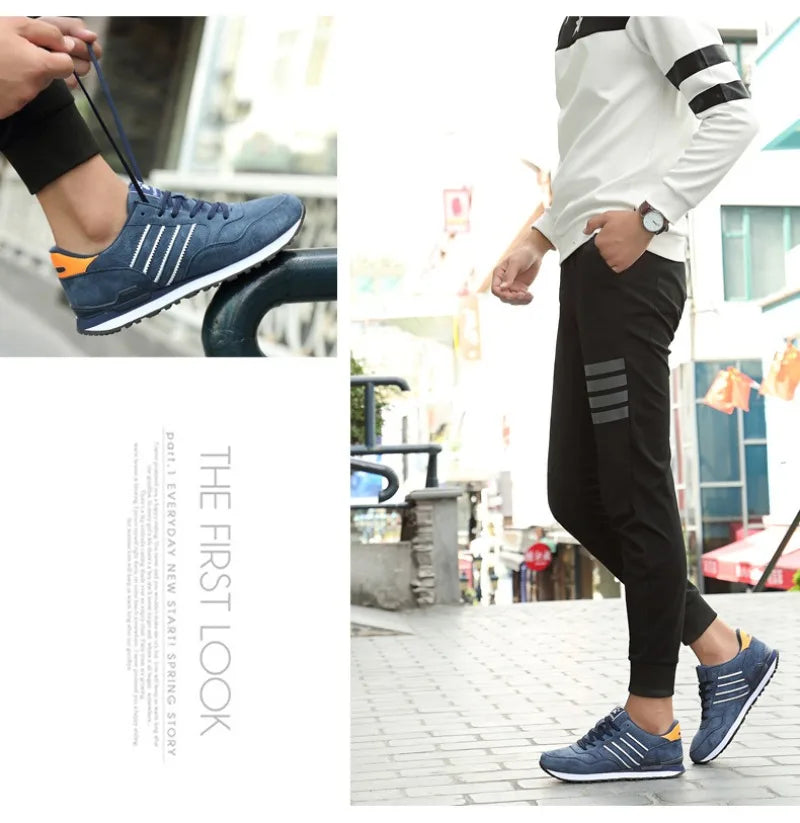 Sneakers for Men High Quality Suede Casual Shoes Luxury Tenis Shoes for Men Lace-up Flats Sport Running Shoes Кроссовки Мужские