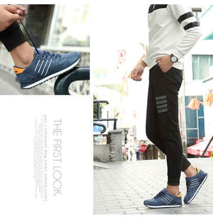 Sneakers for Men High Quality Suede Casual Shoes Luxury Tenis Shoes for Men Lace-up Flats Sport Running Shoes Кроссовки Мужские