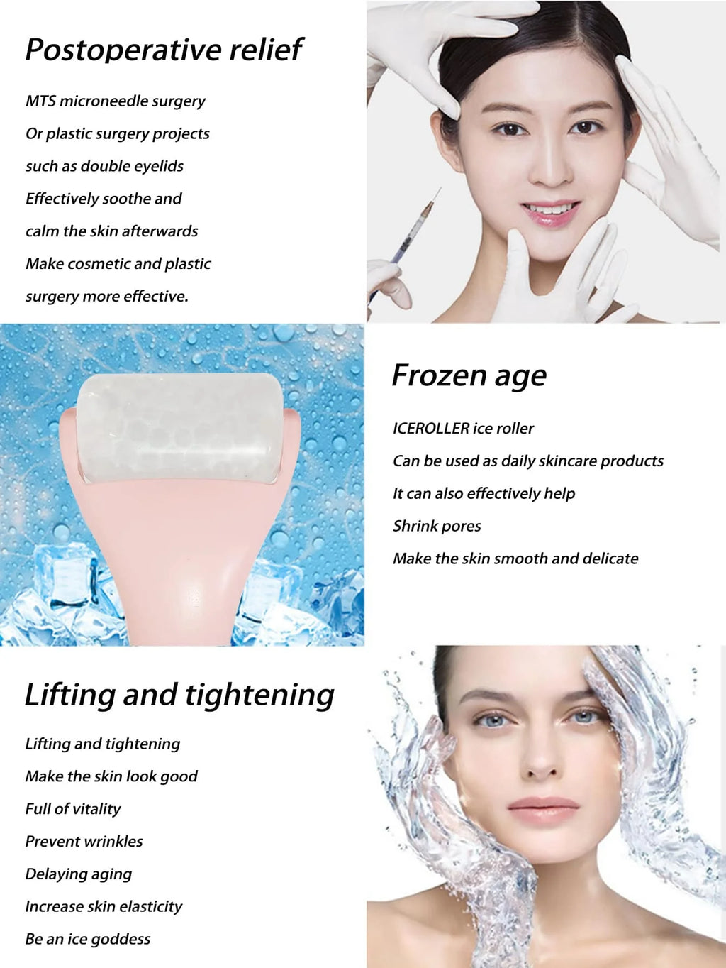 Ice Face Roller Massager Facial Lifting Massager Body Handheld Rolling Massager Wrinkle Remover Massager Skin Care Beauty Tools