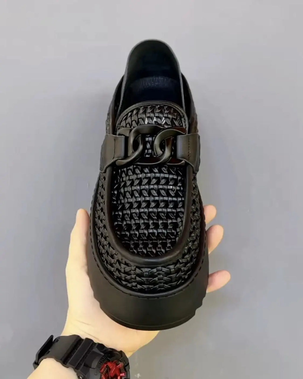 Men's Shoes 2026 New Thick Soled Height Increasing Trend Breathable Loafers Fashion Retro Weave Versatile Platform Casual Shoes