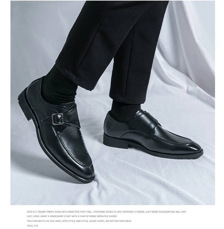 Leather Shoes For Men Fashion Buckle Classic Business Shoes for Male Luxury Brand Antiskid Cozy Men Loafers Design Shoes Men