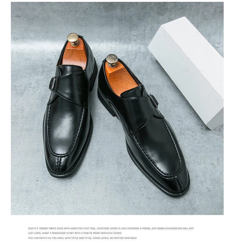 Leather Shoes For Men Fashion Buckle Classic Business Shoes for Male Luxury Brand Antiskid Cozy Men Loafers Design Shoes Men