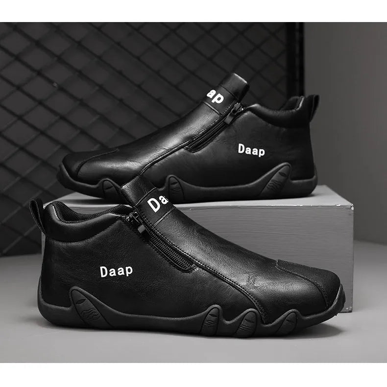 2024 New Casual Shoes for Men Luxury Round Toe Men Ankle Boots Light Slip on Walking Shoes Outdoor Comfor Men High Top Sneakers
