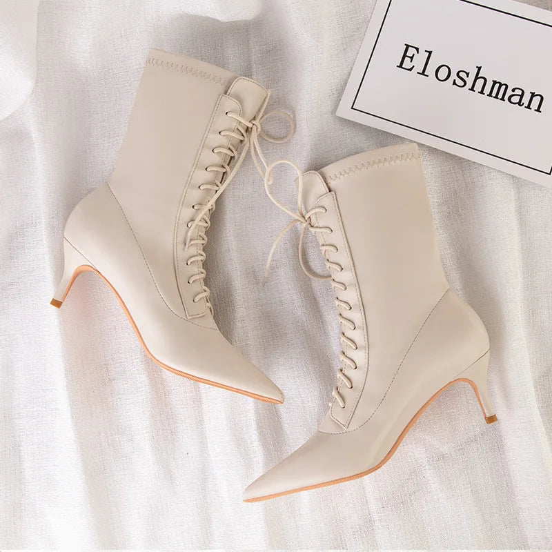 Womens Shoes Exquisite Pointed Tip High Heeled Boots for Woman Sexy Self Cultivation Stretch Boots Designer Shoes Botas Feminina
