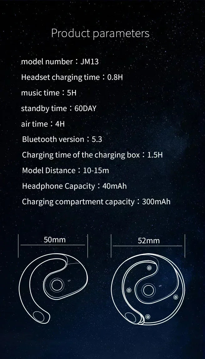 Wireless Headphones Bluetooth Headset with Mics HiFi Stereo Sound Earphones Smart Touch Sports Earbuds for phones