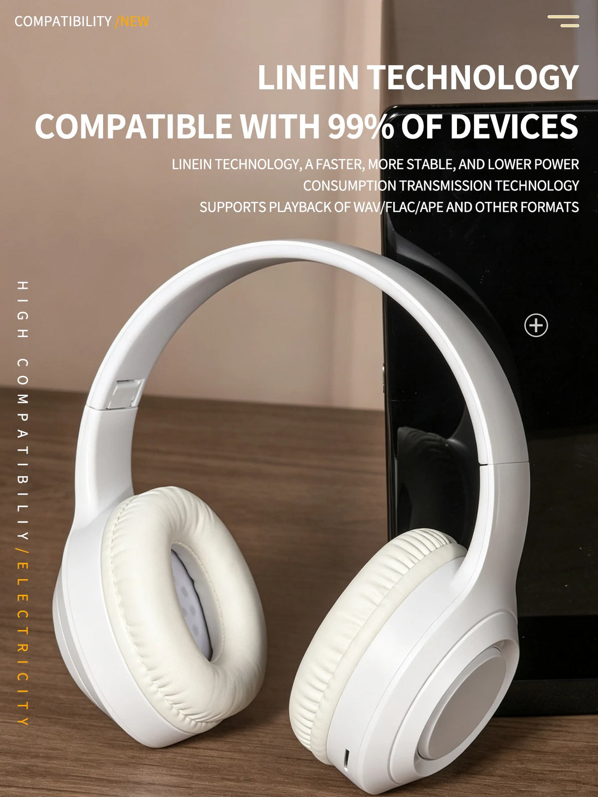 Wireless Over-Ear Bluetooth Headphones, Long-Lasting Battery Life, Foldable Design for Easy Storage, Low Latency for Gaming