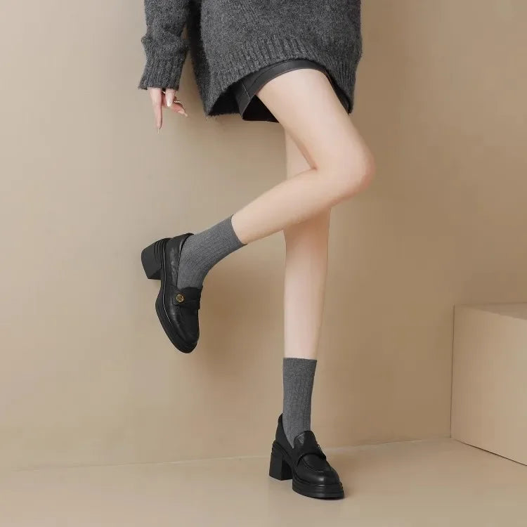 Women High Heel Shoes 2025 Retro Spring Autumn Performance Causal Women&