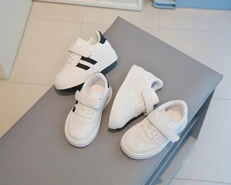 Kids Sports Shoes for School 2025 New Fashion Boys Girls White Shoes Non-slip Soft Sole Children Casual Shoes Hook&amp;loop Trendy