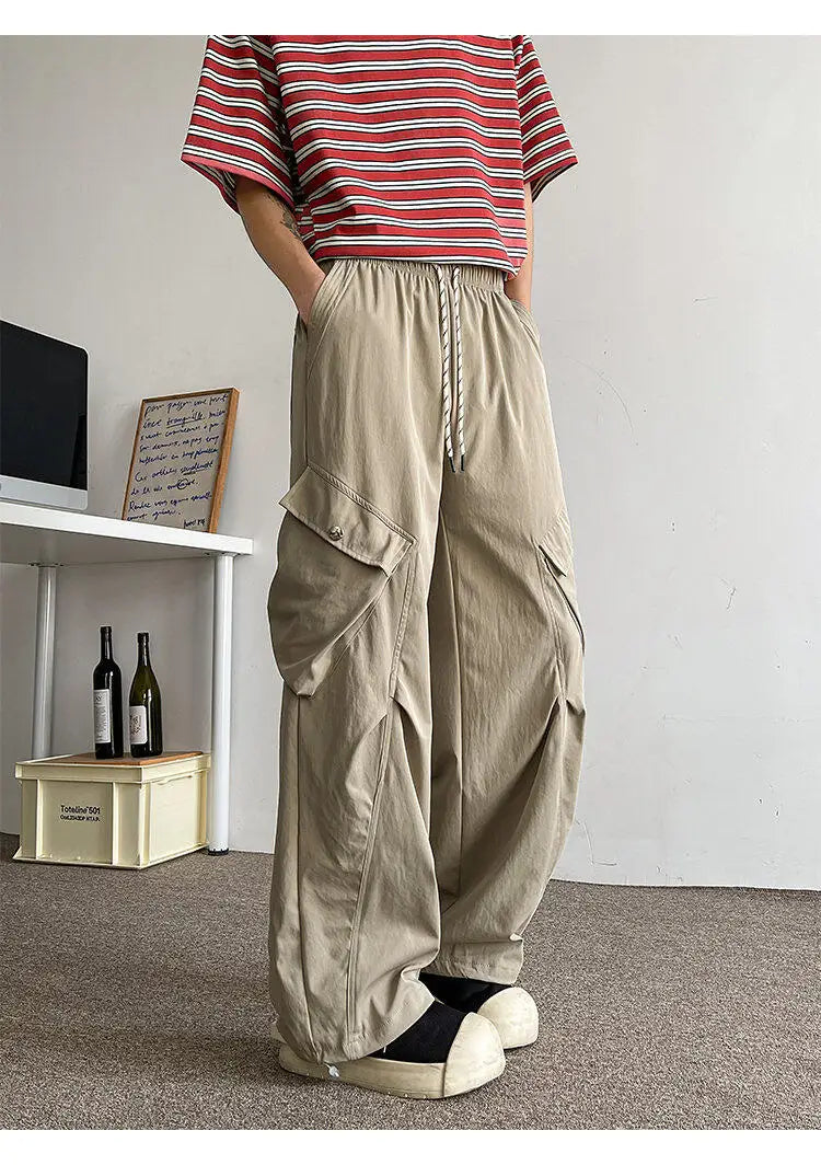 2026 Trendy Retro Wide-Leg Cargo Pants for Men- High Waist Utility Streetwear, Comfortable &amp; Stylish Casual Fashion Pants M-8XL