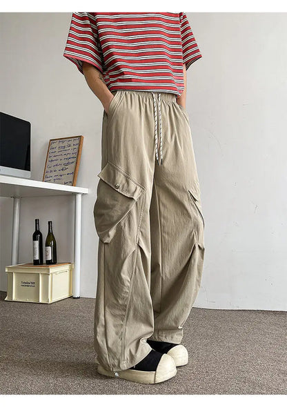 2026 Trendy Retro Wide-Leg Cargo Pants for Men- High Waist Utility Streetwear, Comfortable &amp; Stylish Casual Fashion Pants M-8XL