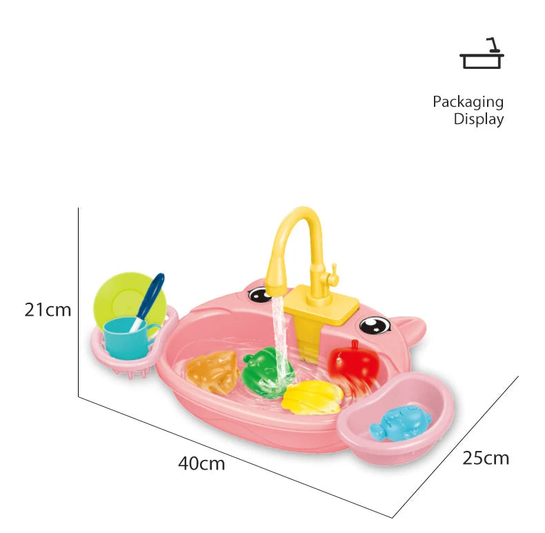 Kids Kitchen Sink Toys Simulation Electric Dishwasher Mini Kitchen Food Pretend Play House Toy Set Children Role Play Girl Toys