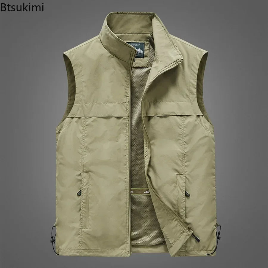 New 2026 Men's Lightweight Outdoor Vest Work Hiking Fishing Photo Travel Vest Men Running Sports Sleeveless Coats Mesh Waistcoat
