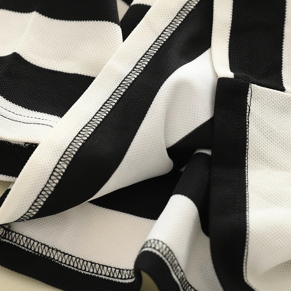 Kids Clothes Girls Autumn Korean-style Black And White Wide-striped T-shirt+Pants sets Children&