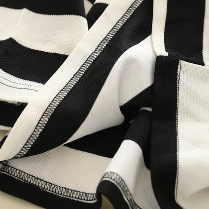 Kids Clothes Girls Autumn Korean-style Black And White Wide-striped T-shirt+Pants sets Children&