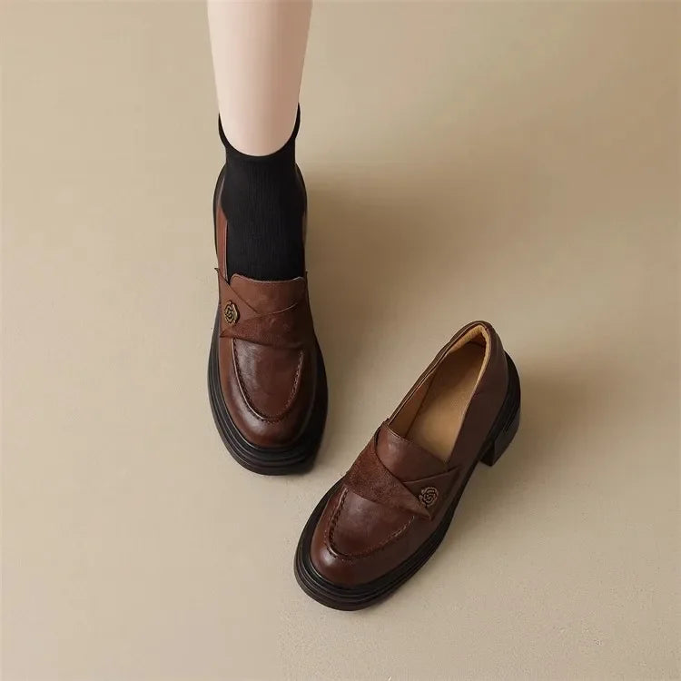 Women High Heel Shoes 2025 Retro Spring Autumn Performance Causal Women&