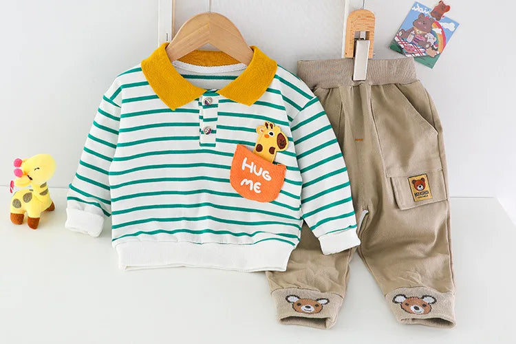 Toddler Tracksuit Spring Baby Clothing Sets Children Boys Fashion Sport Clothes Kids Cartoon Bear Sweatshirt And Pants 2Pcs Suit