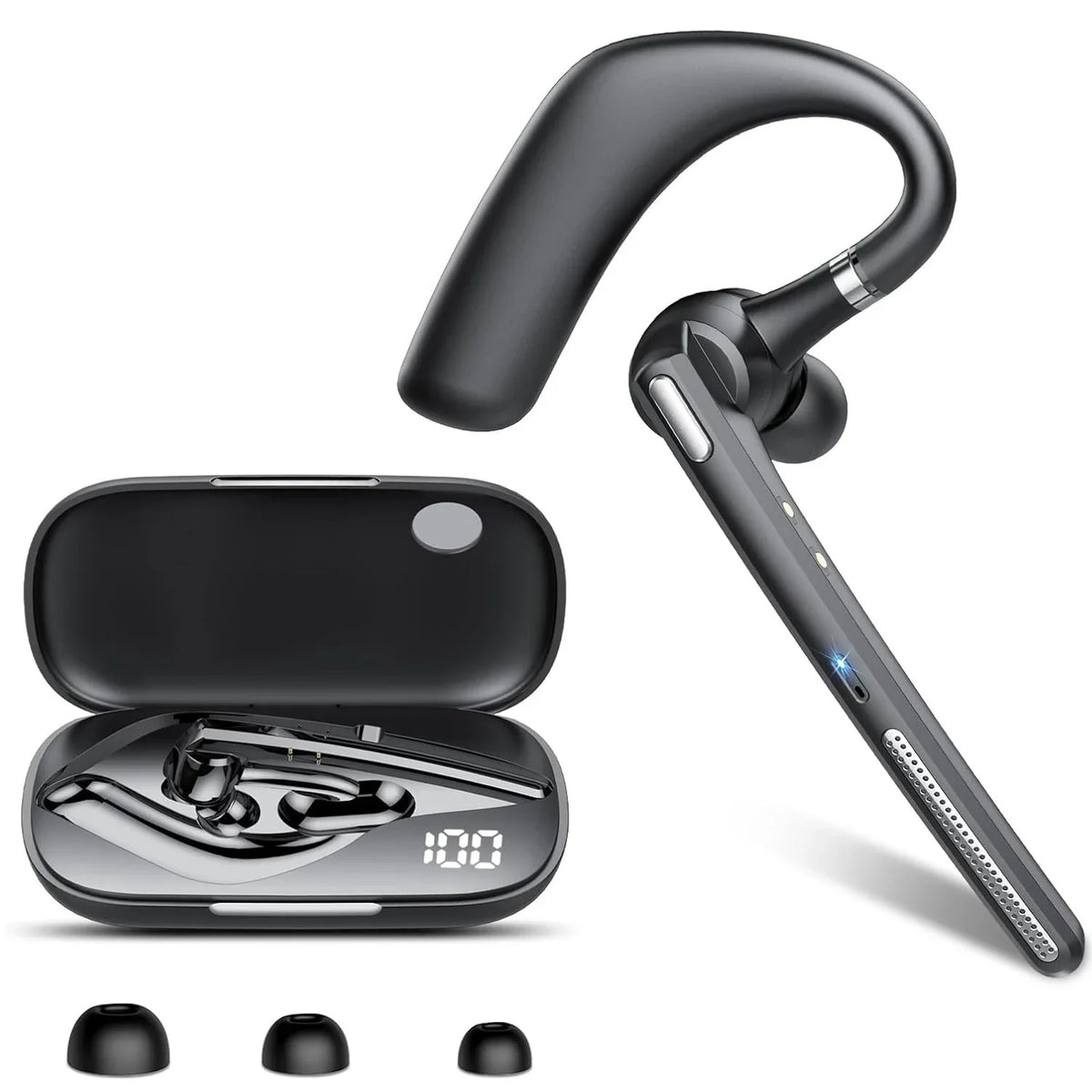 Bluetooth 6.0 Business Wireless Earphone Left Right Ear Universal LED Display With Mic Headset Ultra-long Standby For Car Driver