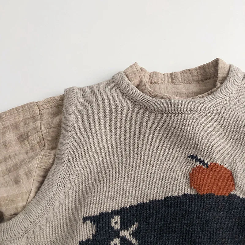 Children Sleeveless Sweater Toddler Kids Cotton Vest Coat Boys Knitted Waistcoat Girls Clothes Cartoon Tops Casual Outerwear