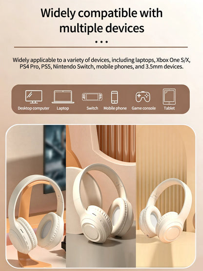 Bluetooth Over-Ear Wireless Headphones,Low Latency,Lightweight,Long Playtime Battery,Soft Memory Foam Earpads for Game &amp; Daily A