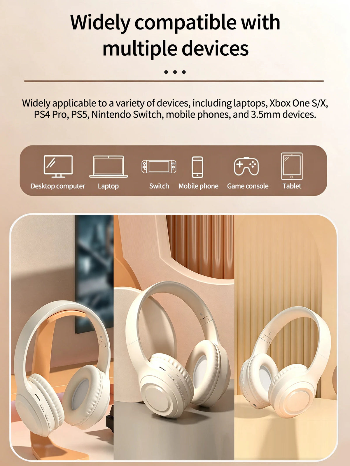 Bluetooth Over-Ear Wireless Headphones,Low Latency,Lightweight,Long Playtime Battery,Soft Memory Foam Earpads for Game &amp; Daily A