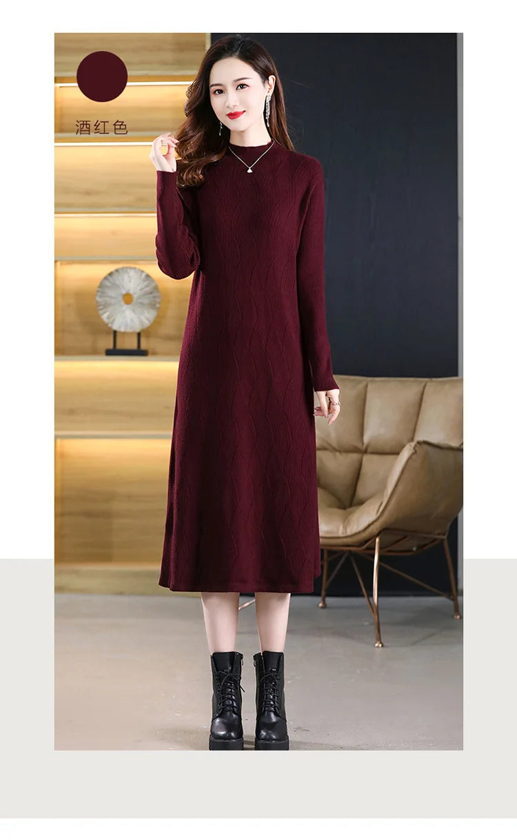 New Knitwear Woman Clothes Vintage Autumn Winter Bottom Wear Sweater Dress Pulls Femmes Long Sleeve Tops Pullover Women&
